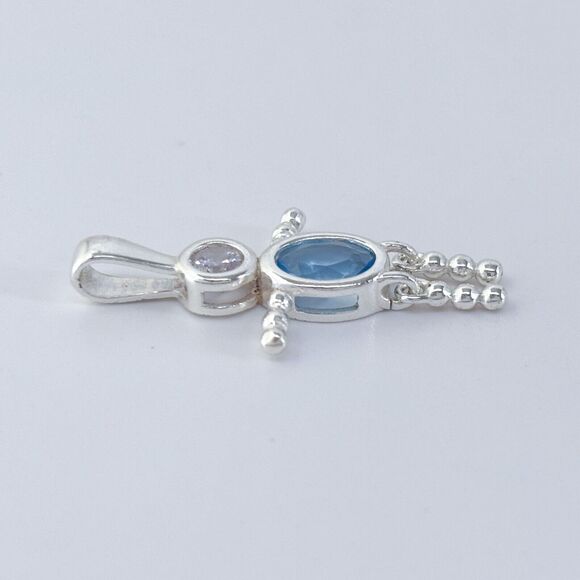 Vintage Sterling Silver 925 Blue Cubic Zirconia Boy Pendant - Picture 3 of 7